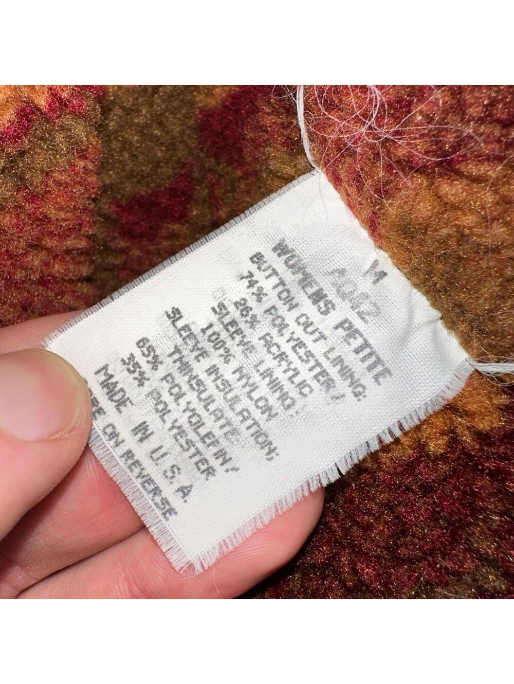 Vintage LL Bean Aztec Fleece Lined Womens Canvas Long Button Duster Coat M - Picture 9 of 16